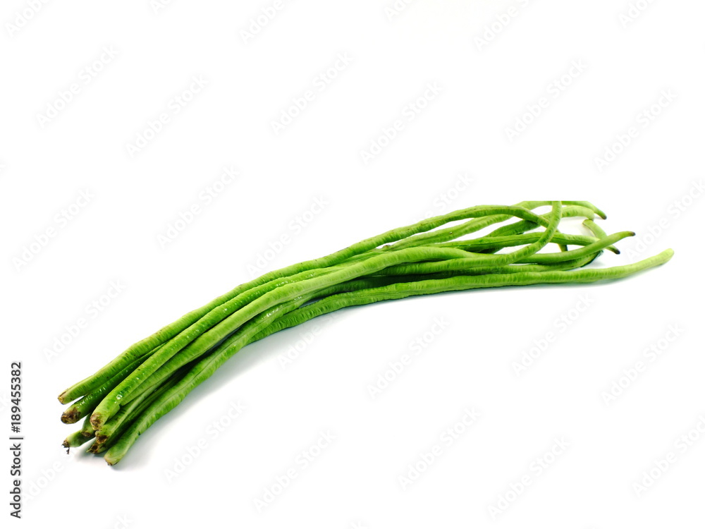 green yard long bean isolated on white background