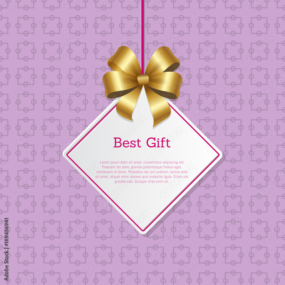 Best Gift Cover Design with Golden Bow Hanging Tag