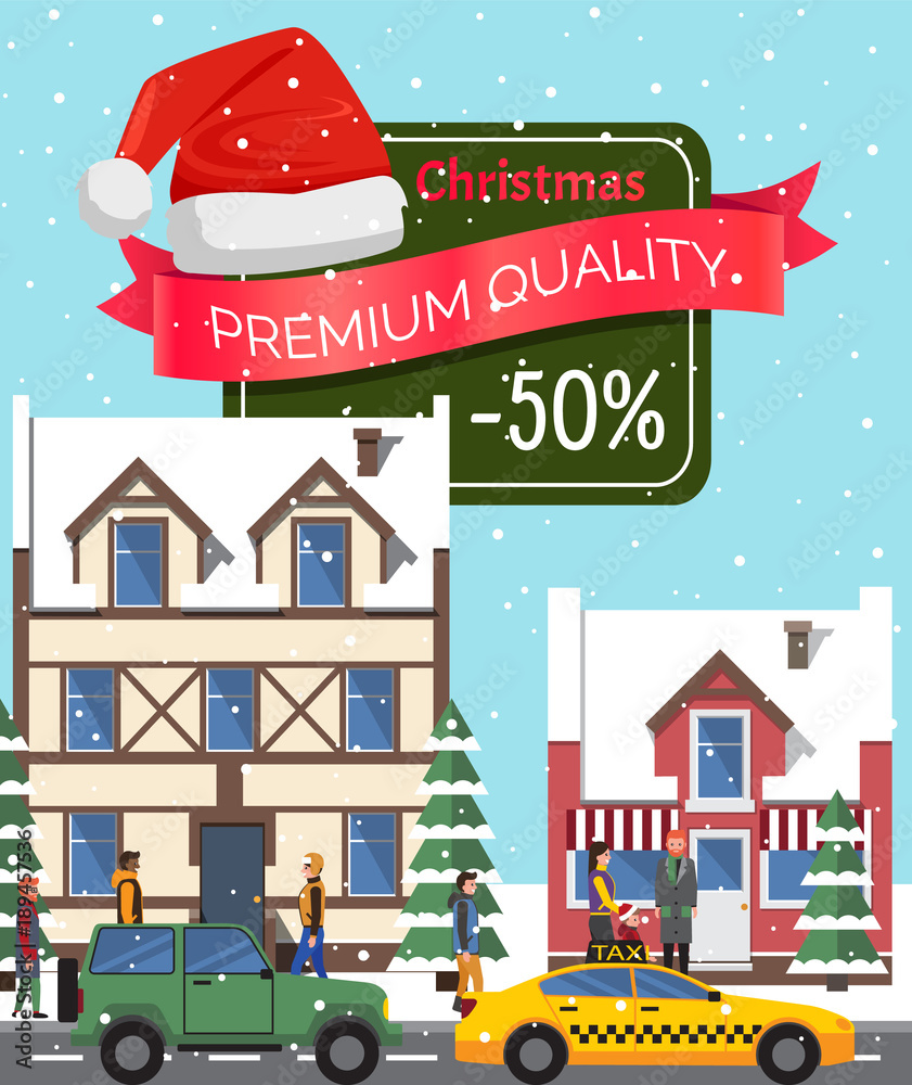 Christmas Sale -50 Off Poster Vector Illustration