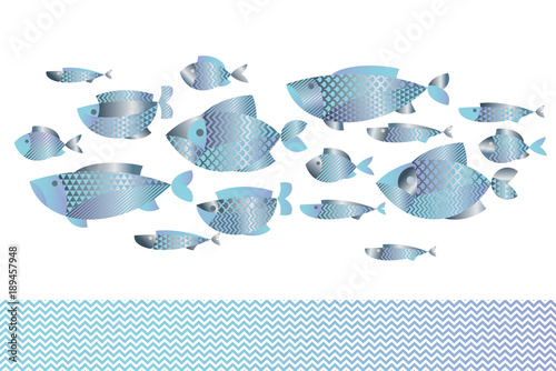 Abstract assorted  blue sil...