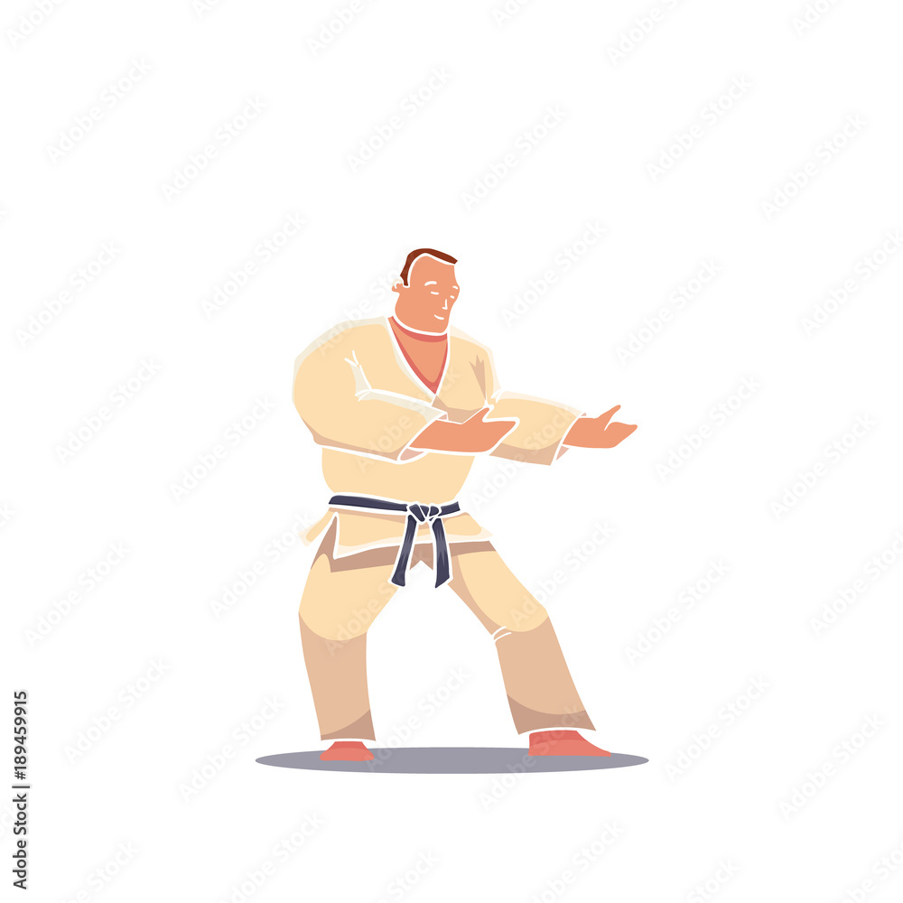 Hand Drawn Character Man in Kimono. Vector