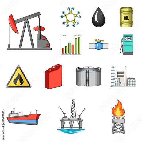 Oil industry cartoon icons in set collection for design. Equipment and oil production vector symbol stock web illustration.