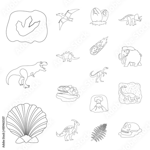 Different dinosaurs outline icons in set collection for design. Prehistoric animal vector symbol stock web illustration.