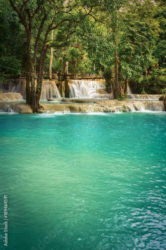 Tat Sae Waterfalls. Beautiful landscape. Laos.