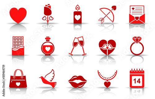 Valentinstag Iconset - Rot (Schatten)