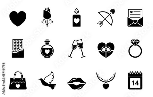 Valentinstag Iconset - Schwarz