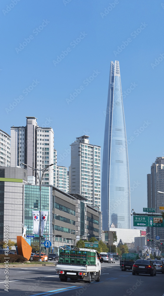 Fototapeta premium Korea Południowa, Seul, Lotte World Tower, wieżowiec