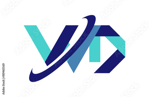 WD Ellipse Swoosh Ribbon Letter Logo