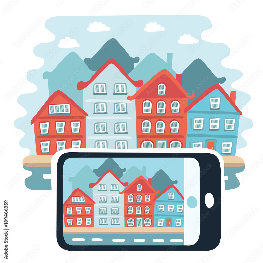 Real Estate And Property Business. Town on the tablet or phone