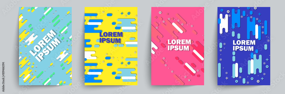 Covers with minimal design. Collection of cool bright covers. Geometric backgrounds for your design. Applicable for Banners, Placards, Posters, Flyers. Vector EPS10. - obrazy, fototapety, plakaty 