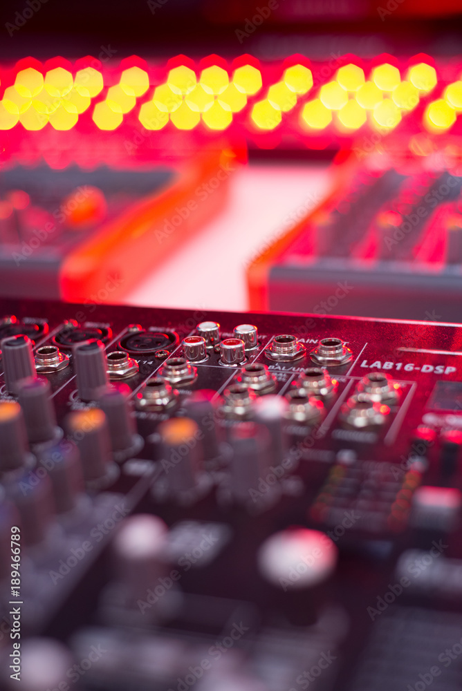 Sound check with knobs and sliders ,Button control panel sound music mixer.  Control system professional background. dj entertainment equipment for  party or concert. Stock Photo | Adobe Stock