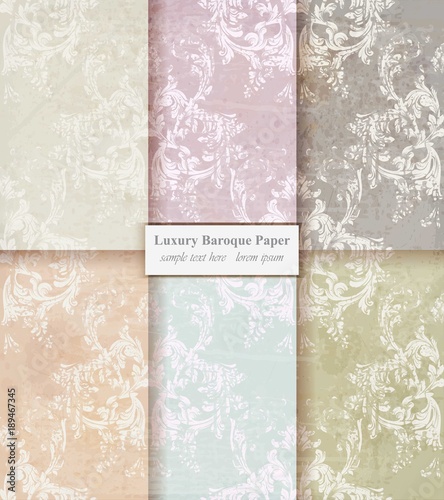 Vintage Damask pattern set Vector. Baroque ornament decor. Royal victorian ba...