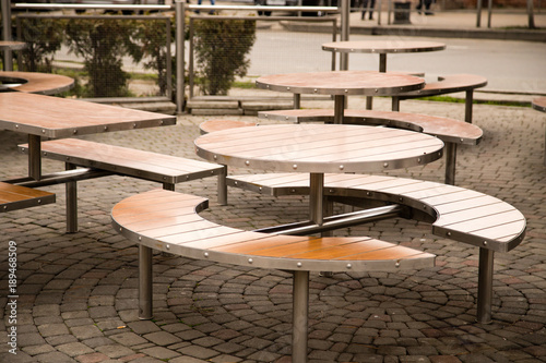 Tables in a cafe in the park