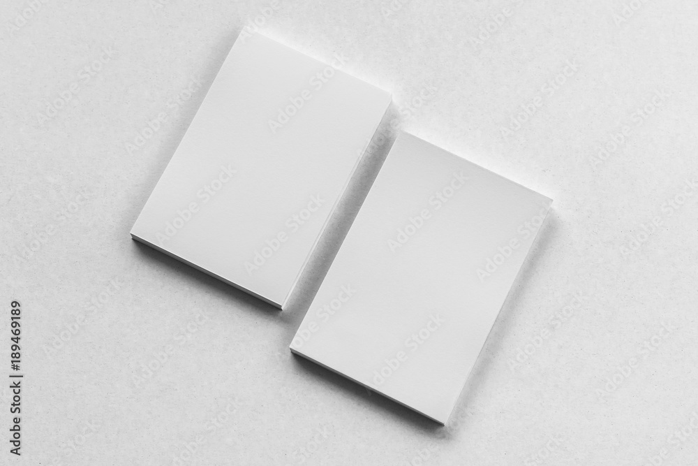 business card stack on paper white background
