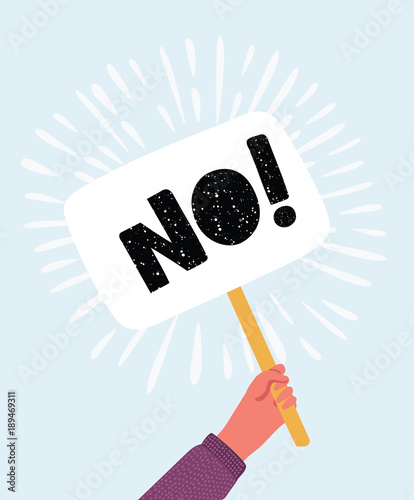 No answer choice vector illustration, hand holding placard with no sign, person say no vote