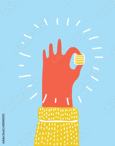 2636946 Hand holding golden coin . Need for money concept.