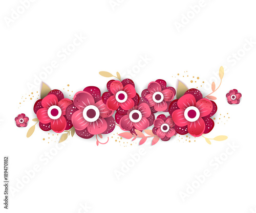 Paper cut style of  bright flowers.