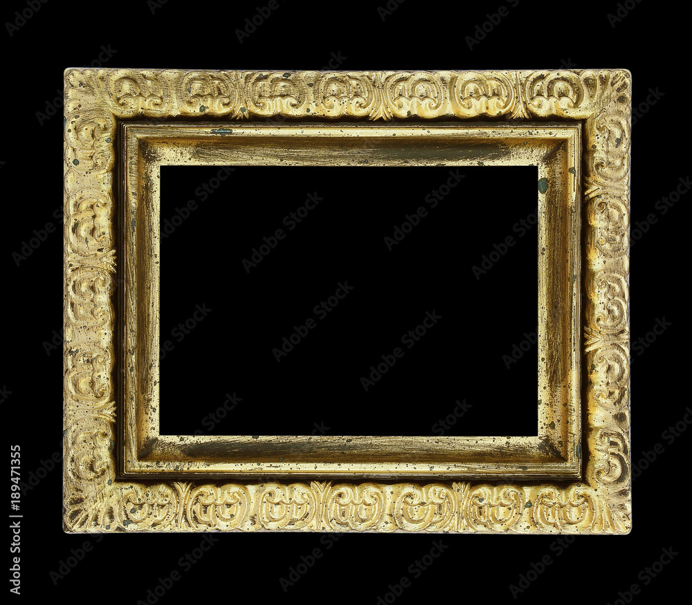 The old antique gold frame isolated on black background The old antique gold frame isolated on black background