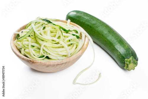 Zucchini noodles isolated