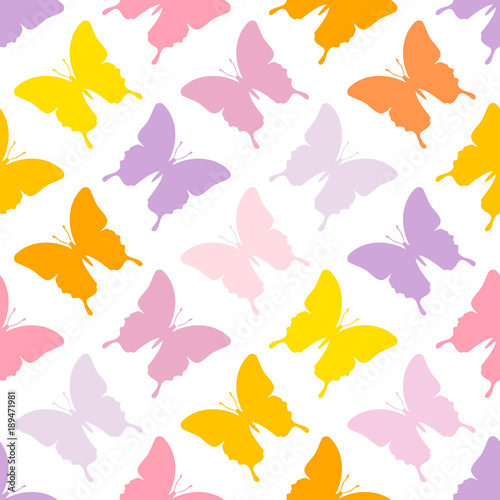 Seamless Pattern Butterflies Pastel Color Mix