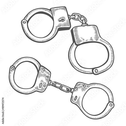 Handcuffs Engraving vintage
