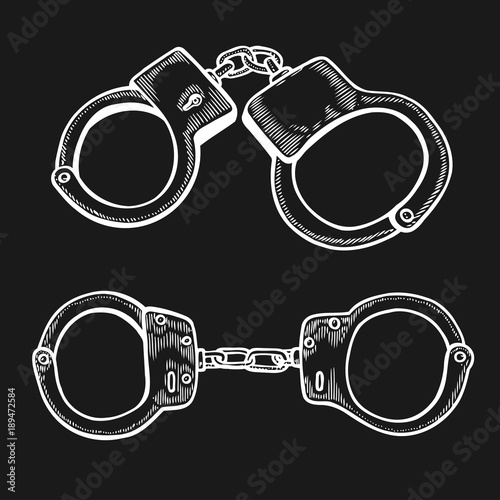 Handcuffs Engraving vintage