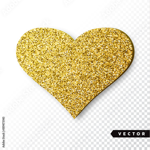 Vector gold sparkles heart. Valentines Day Vector Sparkles and Glitters. Holiday Design.