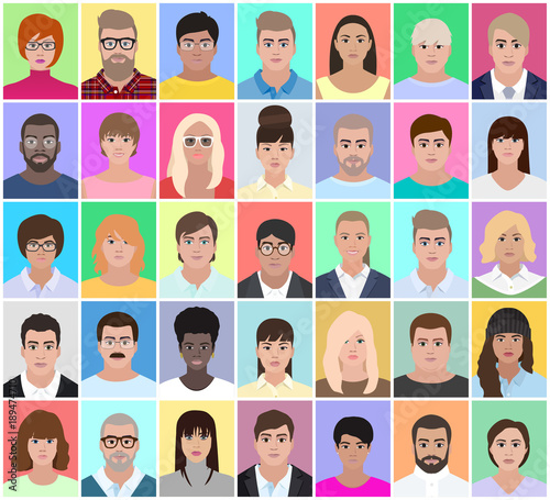 Portraits of adults people, vector illustration