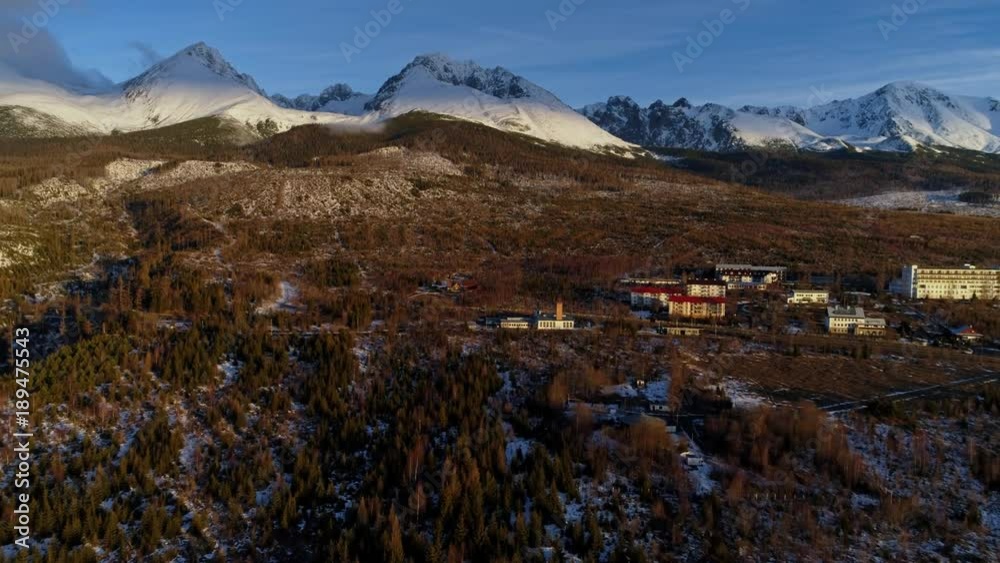Aerial drone morning view of Tatra Mountains, Slovakia Aerial drone morning view of Tatra Mountains, Slovakia