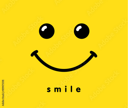 Smile icon logo template design. Smiling vector on yellow background. Face doodle line art style