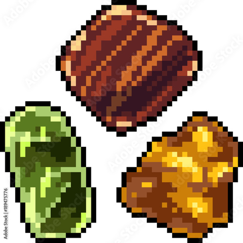 vector pixel art gemstone set