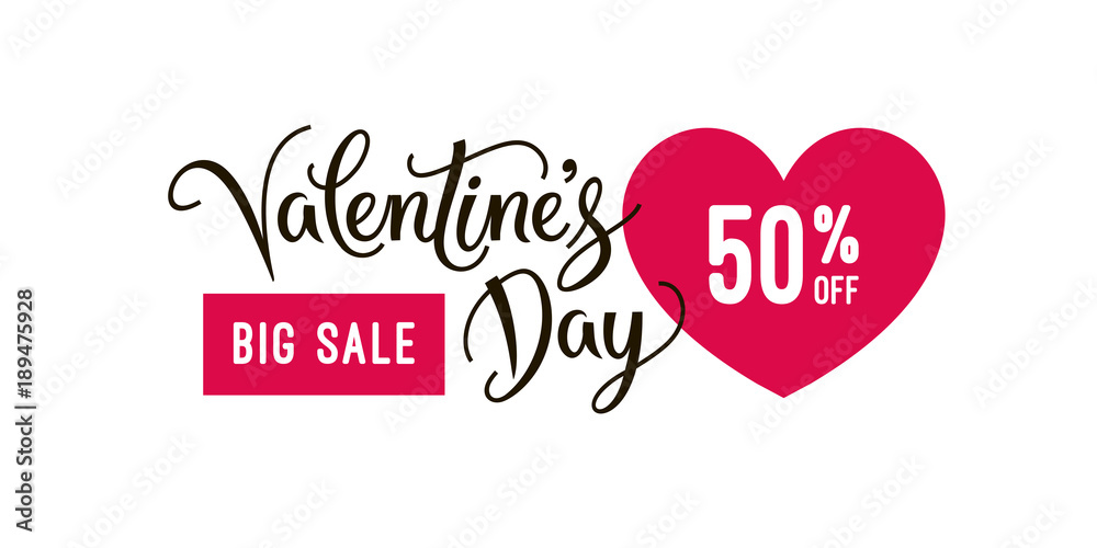 Valentine's day big sale banner design template and special offer, clearance vector Illustration. Label for online or retail shop. Valentines day special offer background. EPS 10