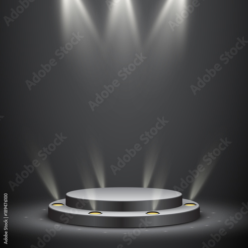 Abstract round podium with backlight, vector background