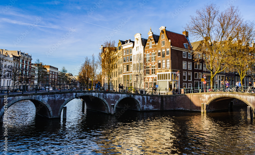 Bridges in Canals of Amsterdam, Holland