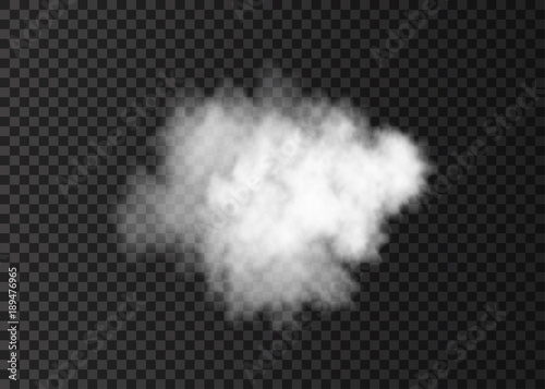  Realistic white smoke cloud isolated on transparent background.