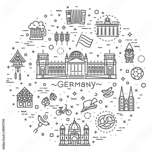 Traditional symbols of culture, architecture and cuisine of Germany