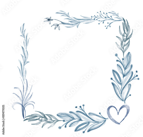 Fototapeta Naklejka Na Ścianę i Meble -  Watercolor Flower frame Leaf summer Isolated on white background