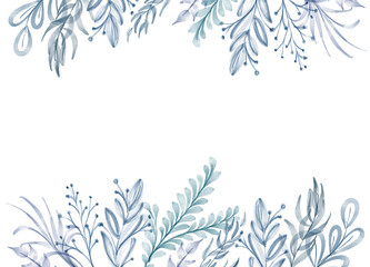 Watercolor Flower frame Leaf summer Isolated on white background for greeting cards for the wedding, St. Valentine's Day