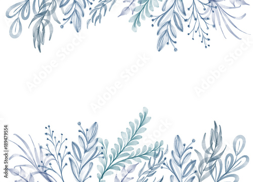 Fototapeta Naklejka Na Ścianę i Meble -  Watercolor Flower frame Leaf summer Isolated on white background for greeting cards for the wedding, St. Valentine's Day