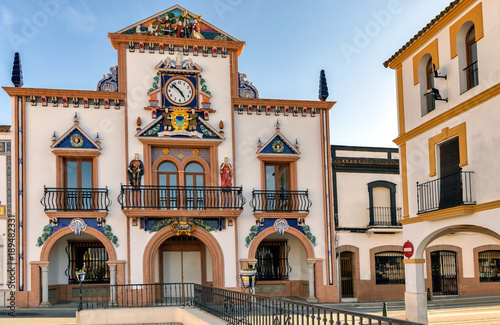 Colorful town hall in Palos de la Frontera, Andalusia, Spain