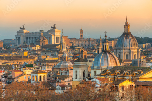 Fototapeta Rome at sunset time with St Peter Cathedral