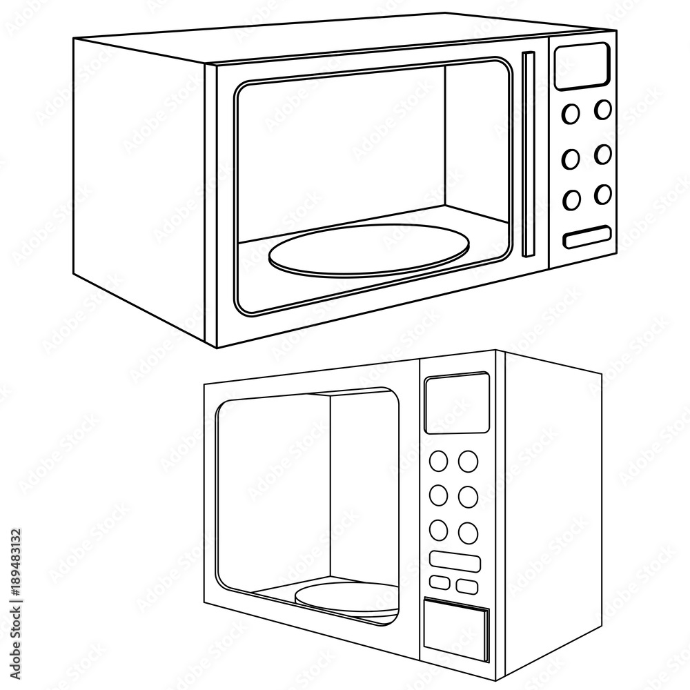 Fototapeta premium Microwave oven. Outline drawing