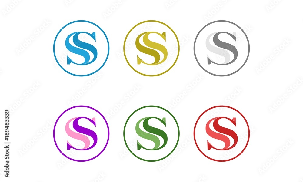 Set of collection initial letter S SS logo template, negative space  ss logo .alphabet ss initials letters monogram