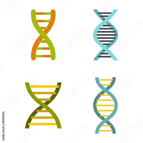 Dna icon set, flat style
