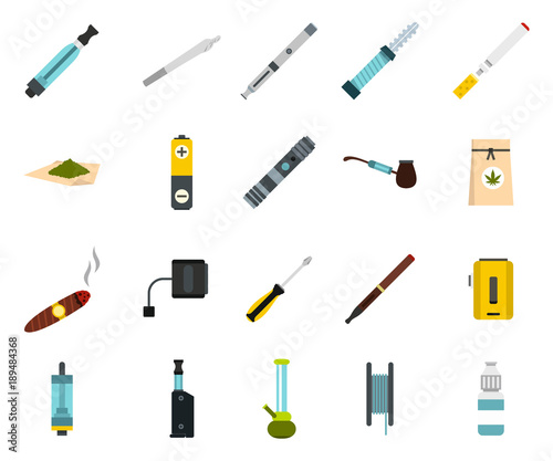 Smoking icon set, flat style