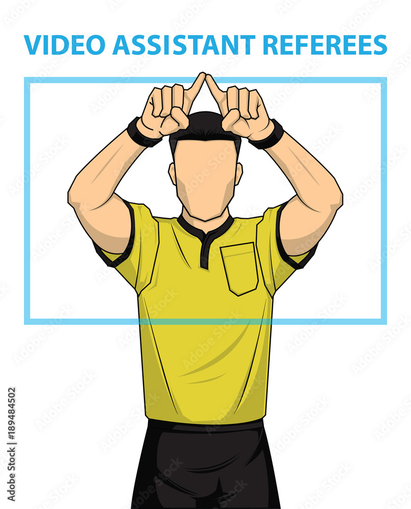 Fototapeta premium Football referee shows video assistant referees action.