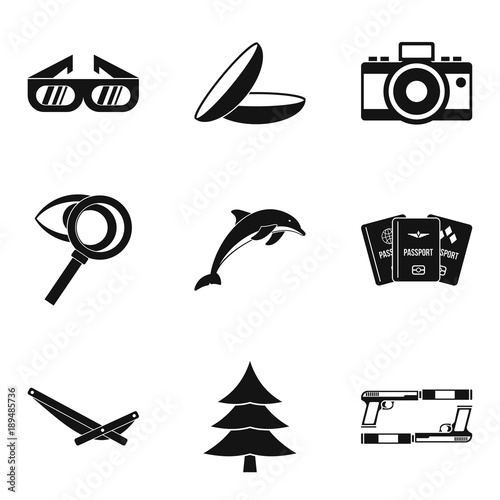 Look attentively icons set, simple style