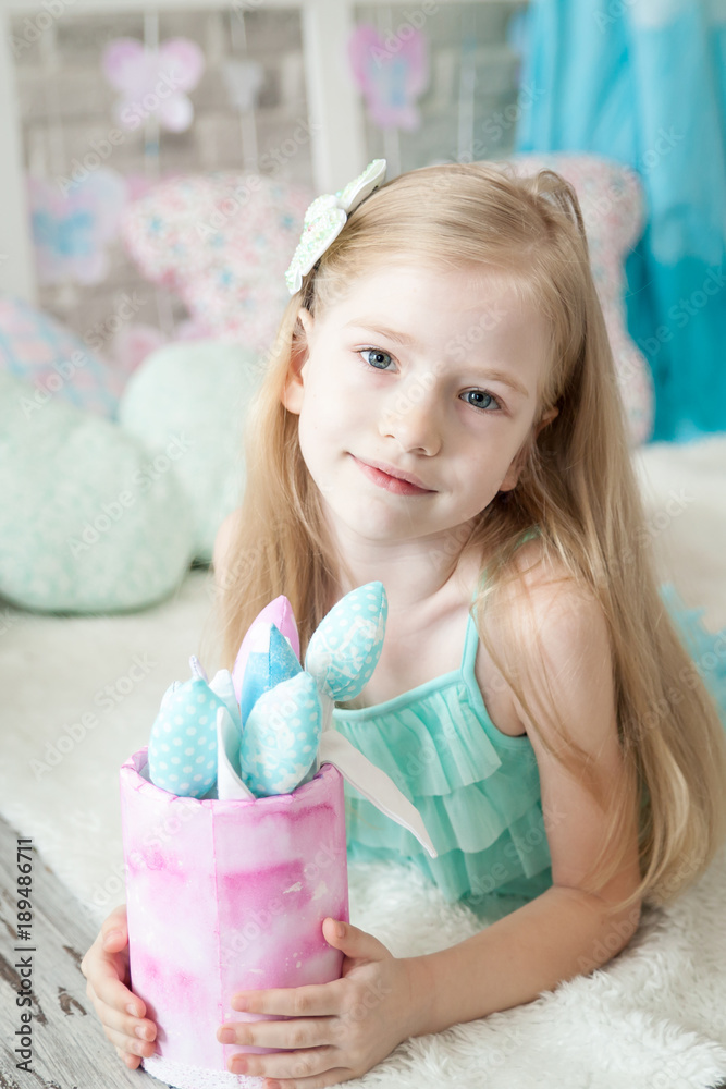 Cute girl in a spring studio Cute girl in a spring studio