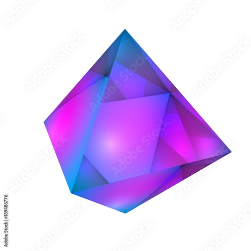 Octahedron. Magic crystal, a symbol of air. Platonic body of equilateral triangles. Technology background