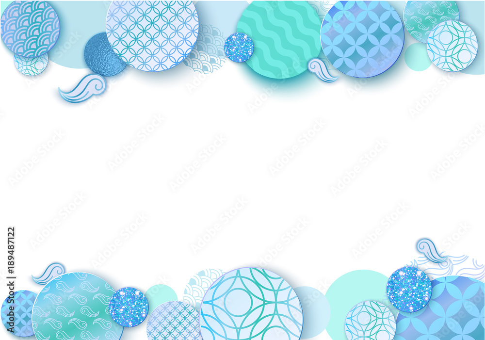 Paper art frame with japan wave pattern, brochure, business card template or background in trendy oriental geometric style, japanese eastern ornament, trendy vector fashion invitation, gift card Paper art frame with japan wave pattern, brochure, business card template or background in trendy oriental geometric style, japanese eastern ornament, trendy vector fashion invitation, gift card